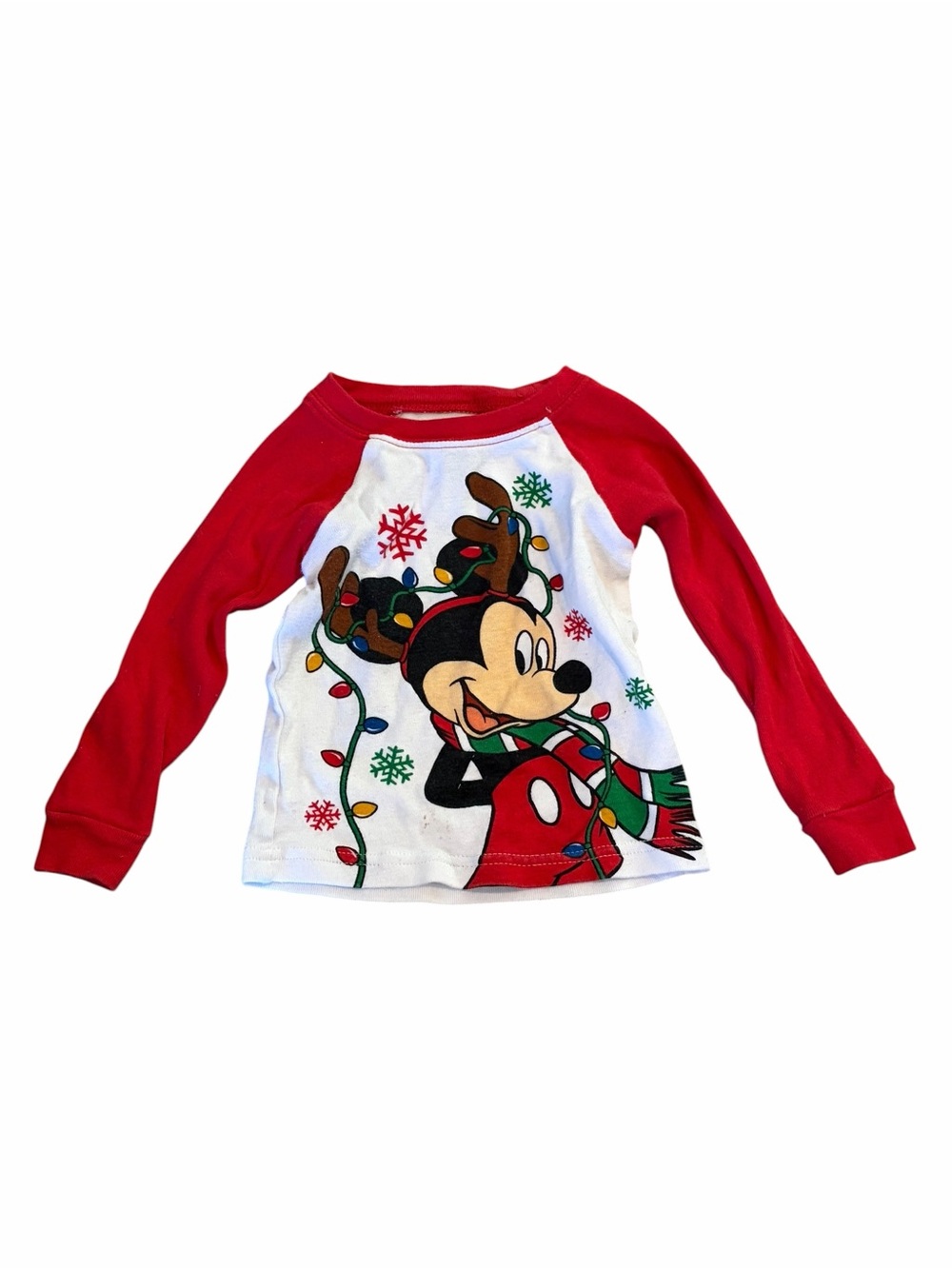 Disney Baby Mickey Mouse Christmas Shirt Size 18M Red Holiday Long Sleeve